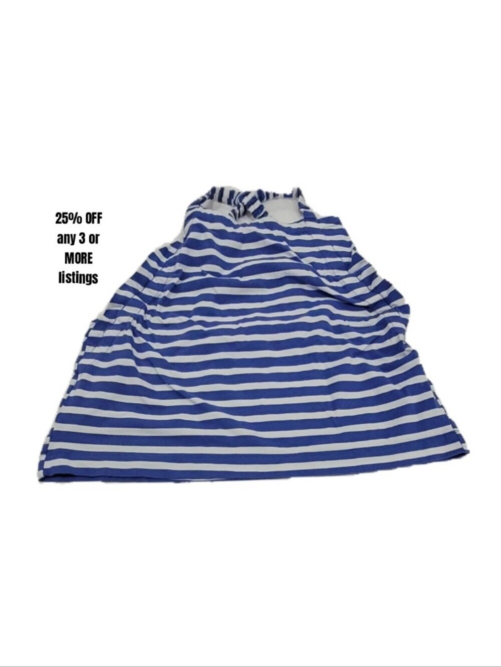 Blue White Striped Sleeveless Top Plus Size XXXL Ruffle Trim Nautical Tank Shirt